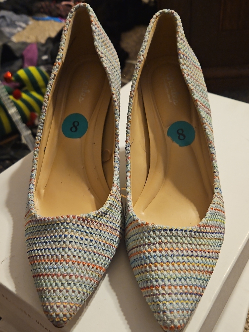 Pointed-Toe Multi-Color Woven Pumps - Women's Size 8